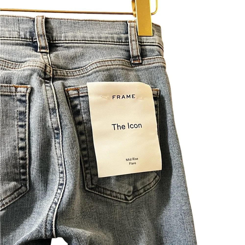 Frame Denim Jeans Icon‎ Flare Raw Hem Wide Leg Sz 24 - Picture 10 of 16